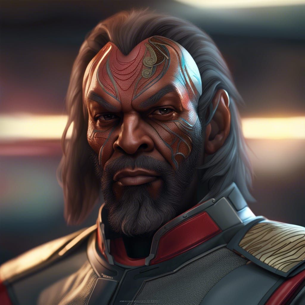 Worf as NASCAR Driver: Hyperdetailed Portrait