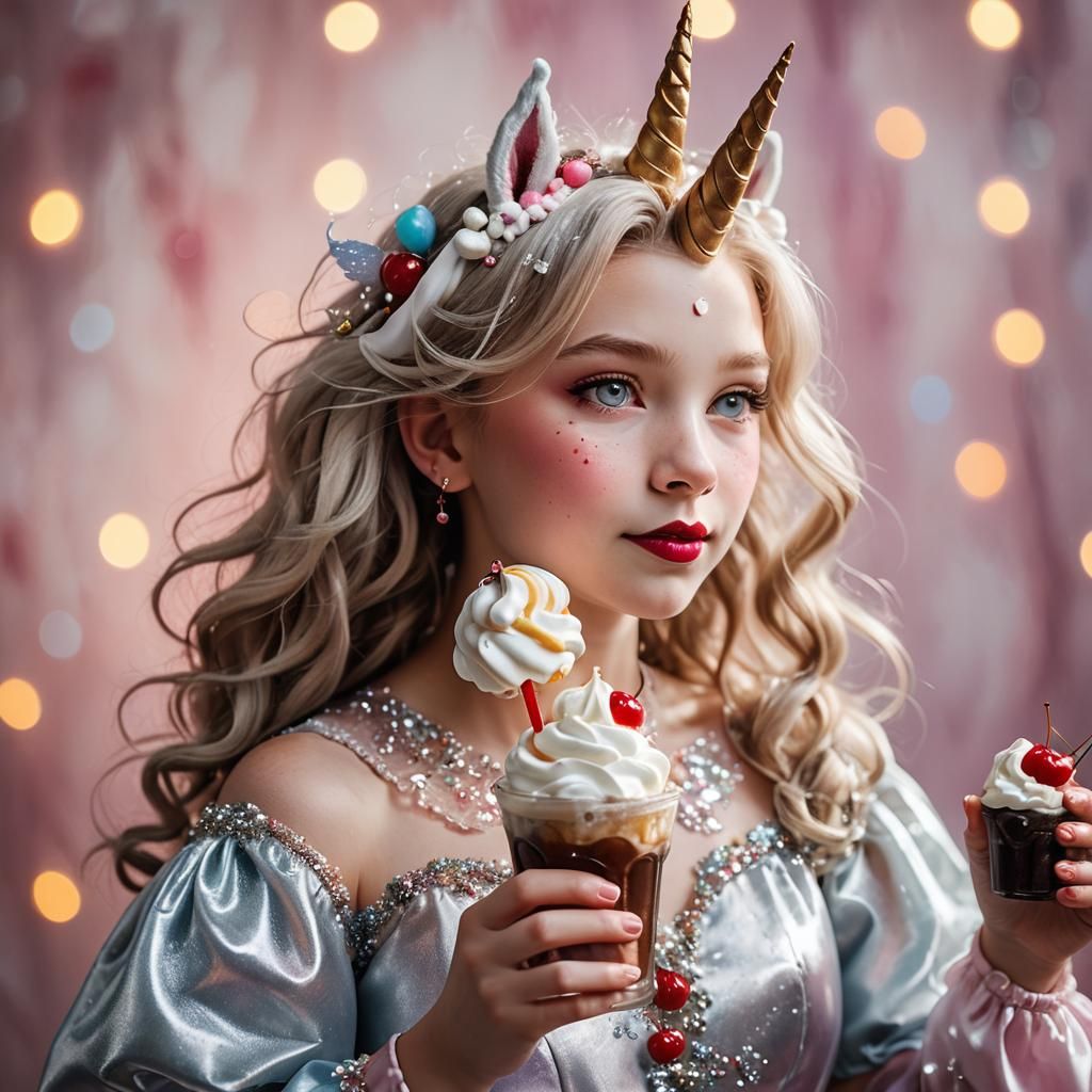 Unicorn Princess with Root Beer Float, Whimsical Photography