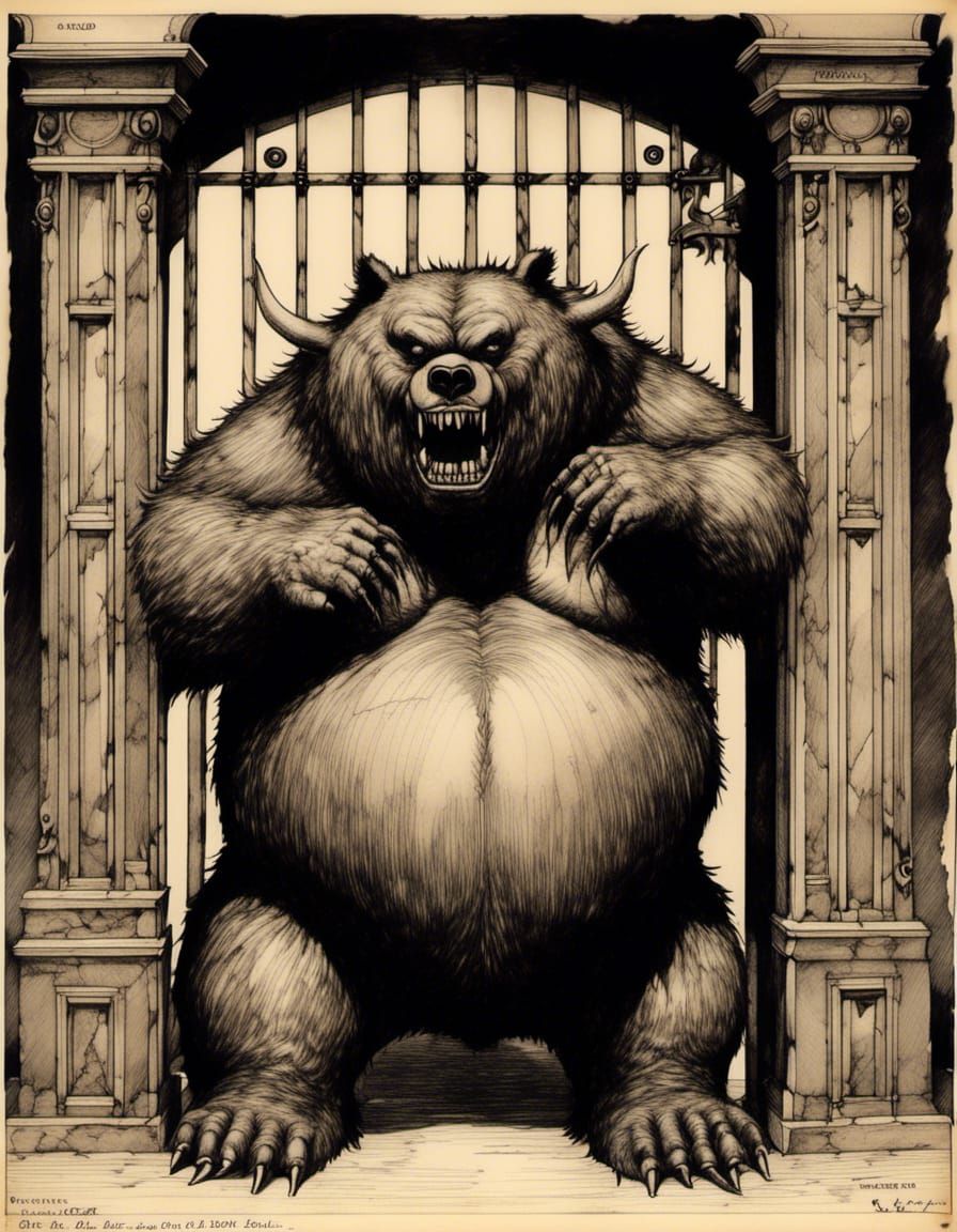 "Giant Devil Bear Guarding the Gates of -[BEAR]-"; <lora:Bea...