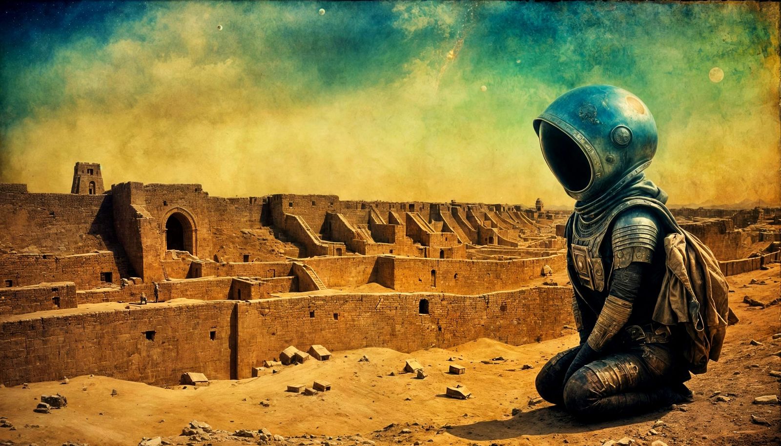 Ethereal Cosmic Street Art on the Lunar Wall