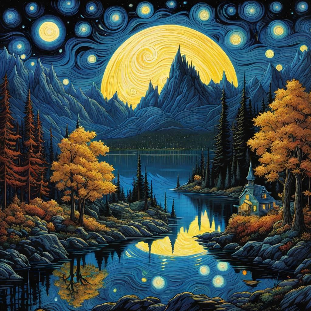 Gothic Lake Island in a Burton-esque Style