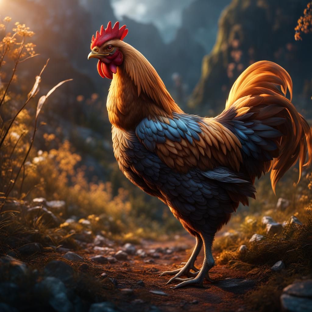 Muscular Chicken: Detailed Matte Painting