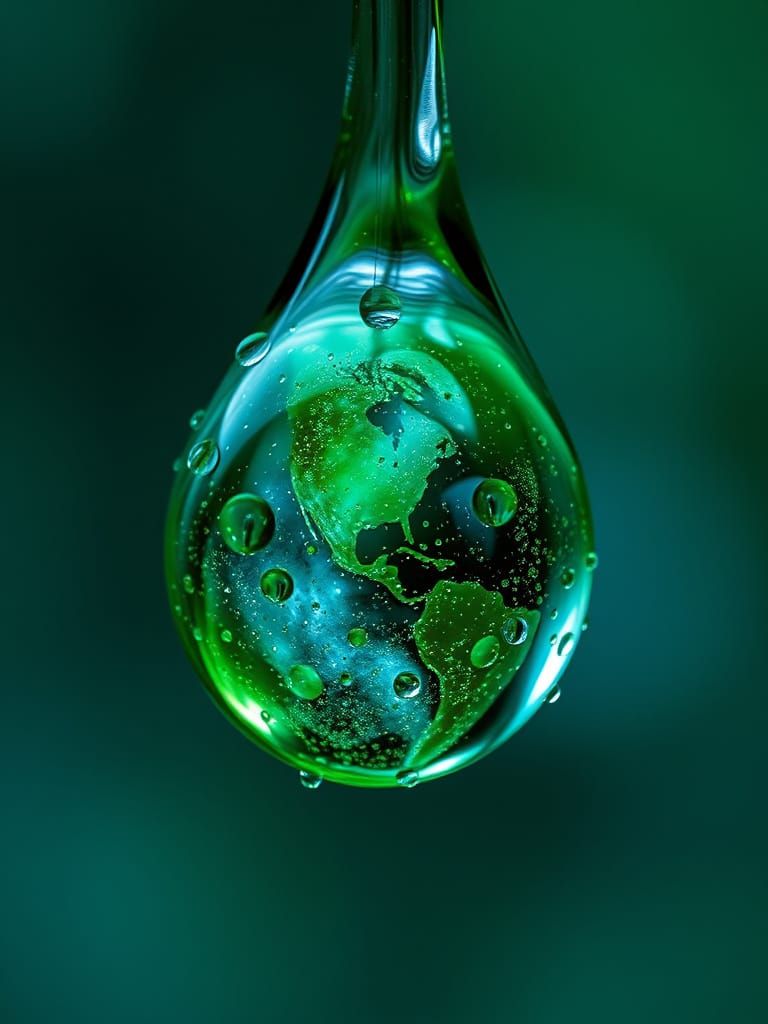Cosmic Blue Galaxy in a Green Raindrop Universe