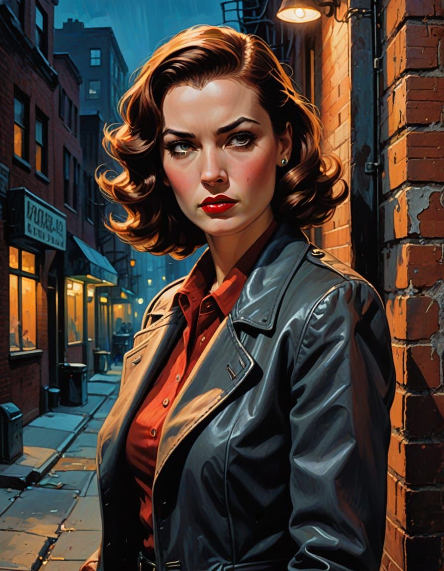 1940s Noir Pulp Cover: Hard-Boiled Female Detective