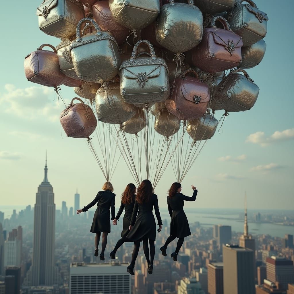 Female Robbers Escape with Handbag Balloons in Newton Style