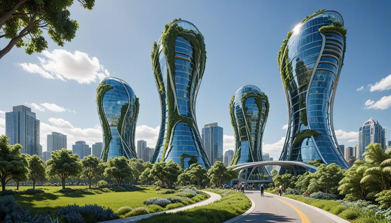 Sustainable Futuristic Cityscapes with Biomimetic Vertipads