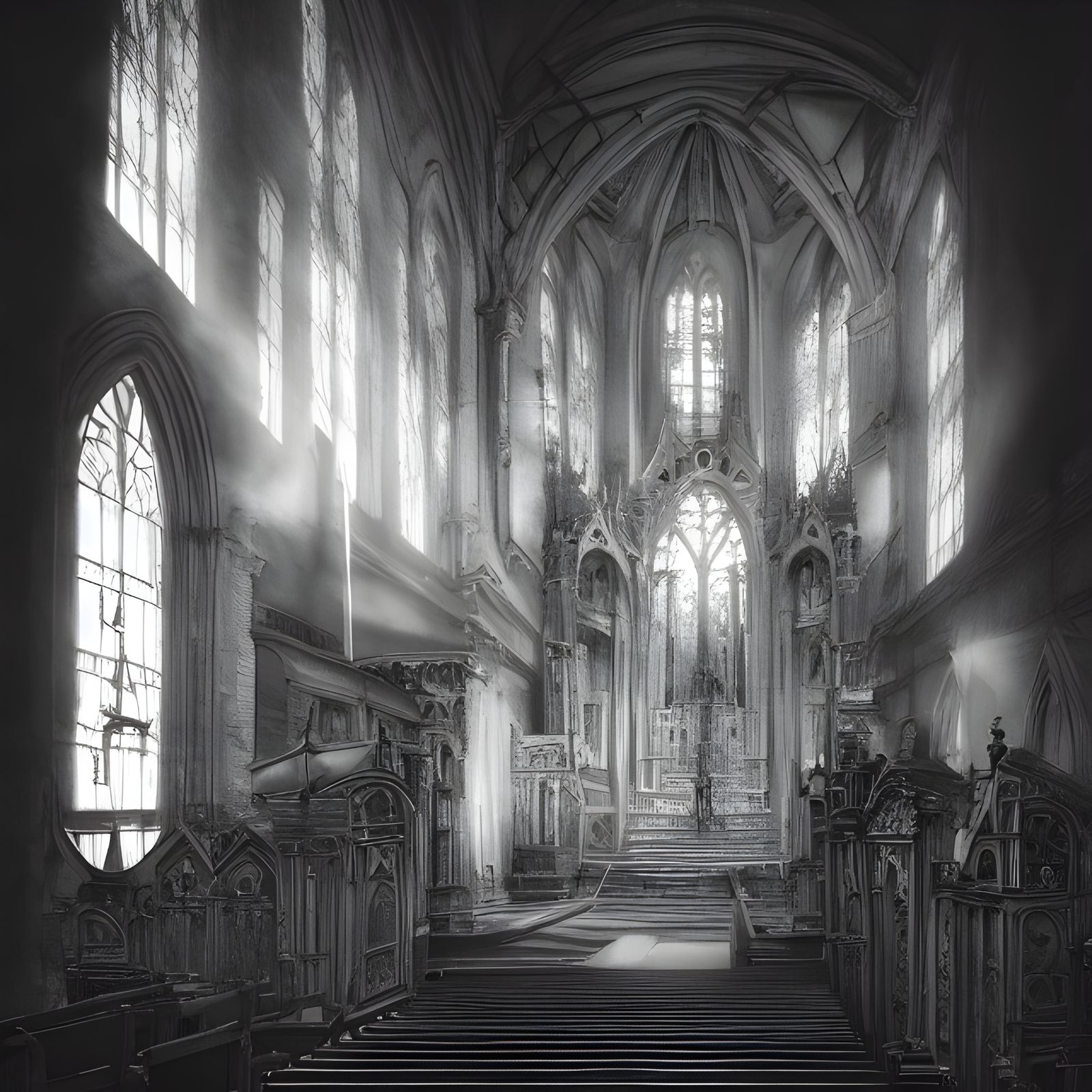 Haunted Church in Surrealist Style