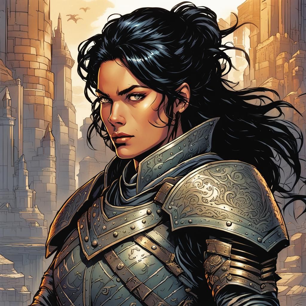 Amazon-like Warrior in Comic Book Style