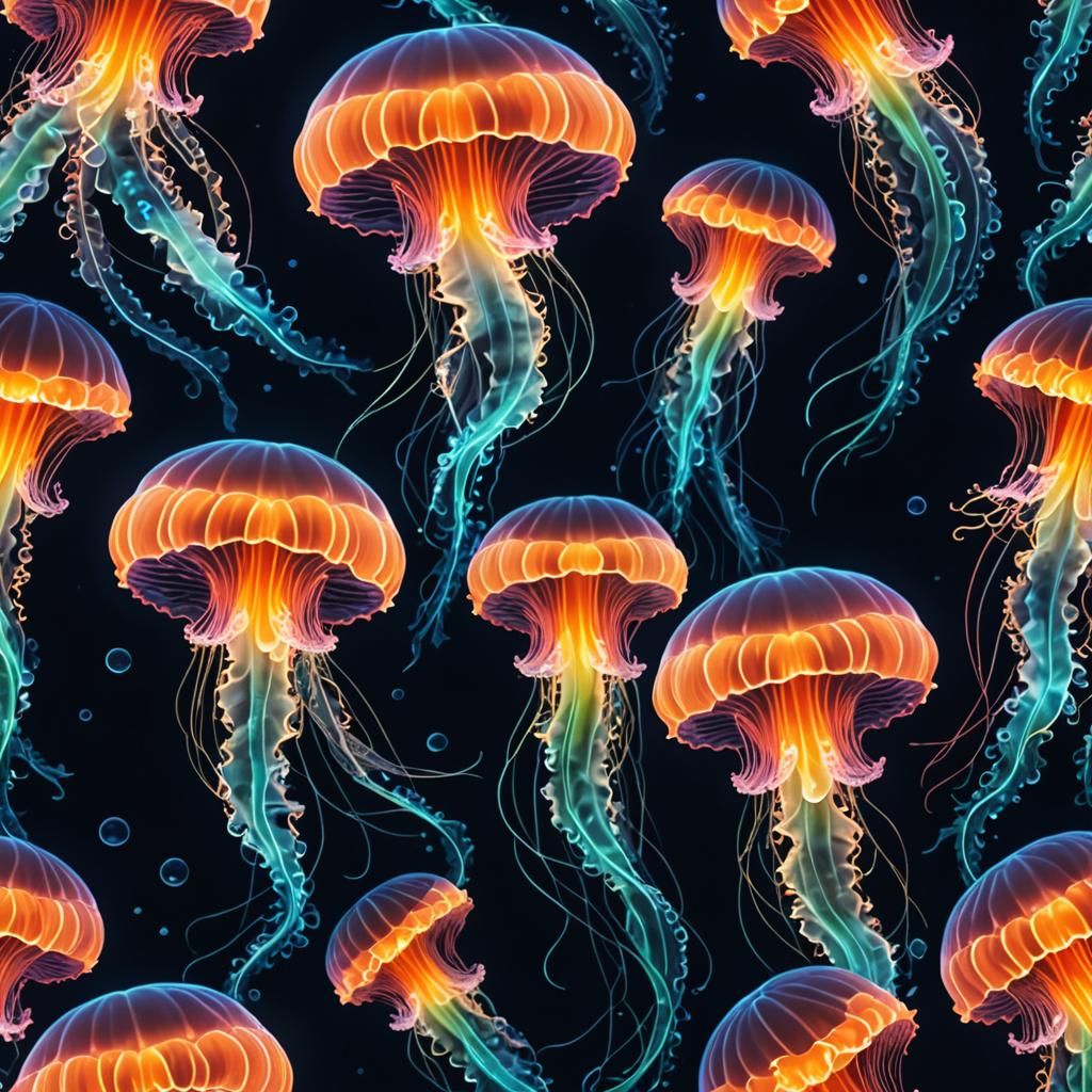 Bioluminescent Jellyfish in a Vibrant Coral Reef