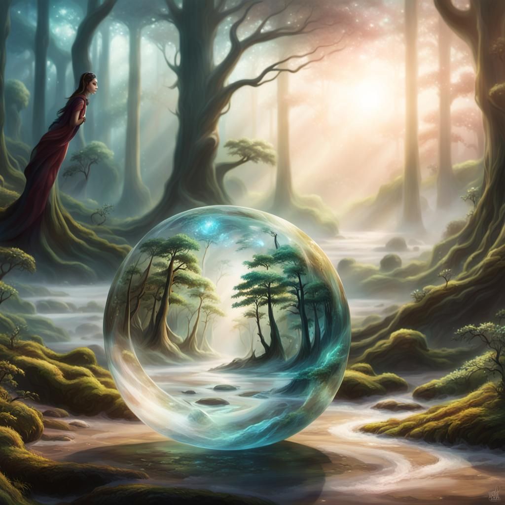 Mystical Sorceress Conjuring Magic in Ancient Forest