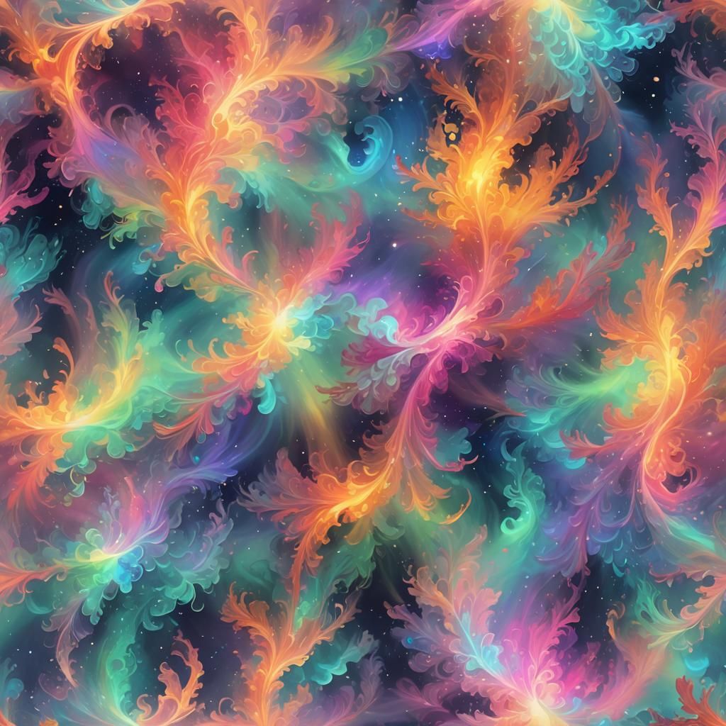 Kaleidoscopic Mist with Swirling Vibrant Colors