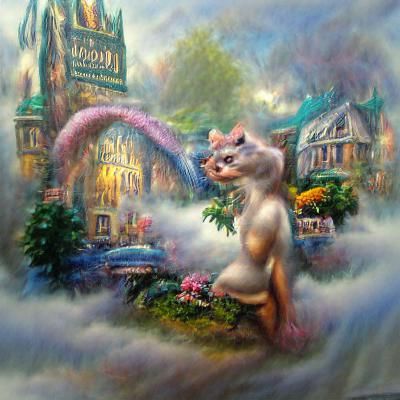 Ethereal Weasel in Fantasy Landscape