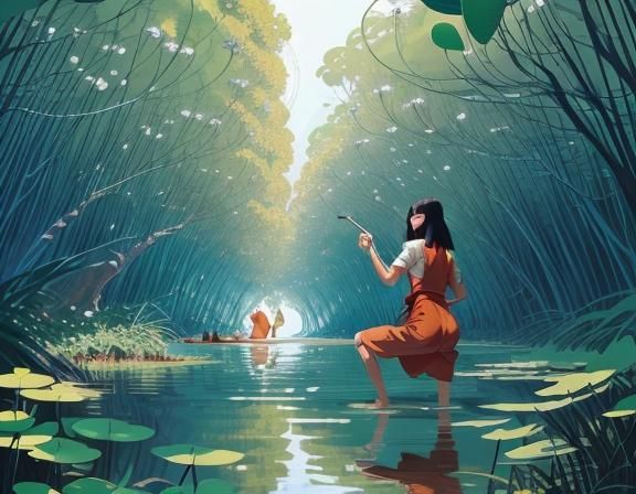 Selma Blair in Mangrove Forest, Illustrated