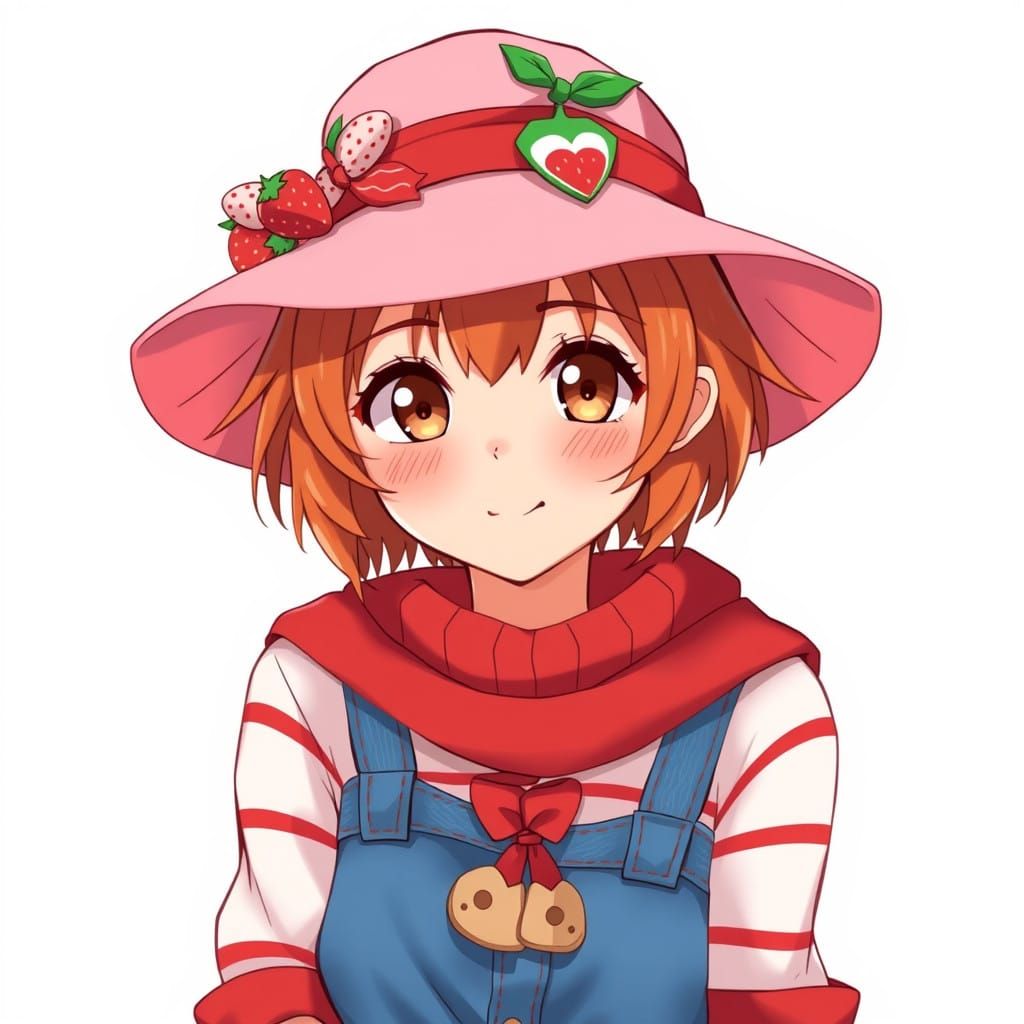 Vibrant Anime Girl with Strawberry Accents