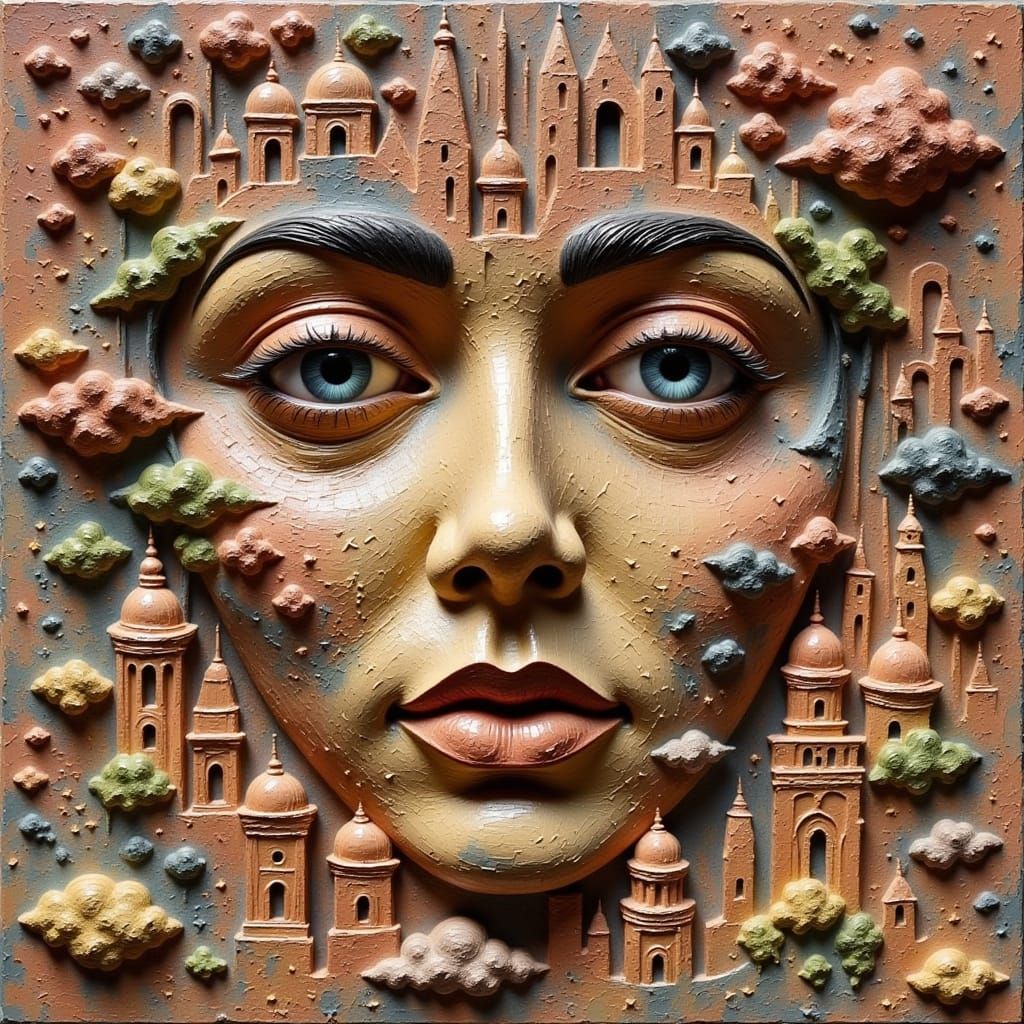 Surreal Stone Sculpture Reveals Cityscape in Facial Features