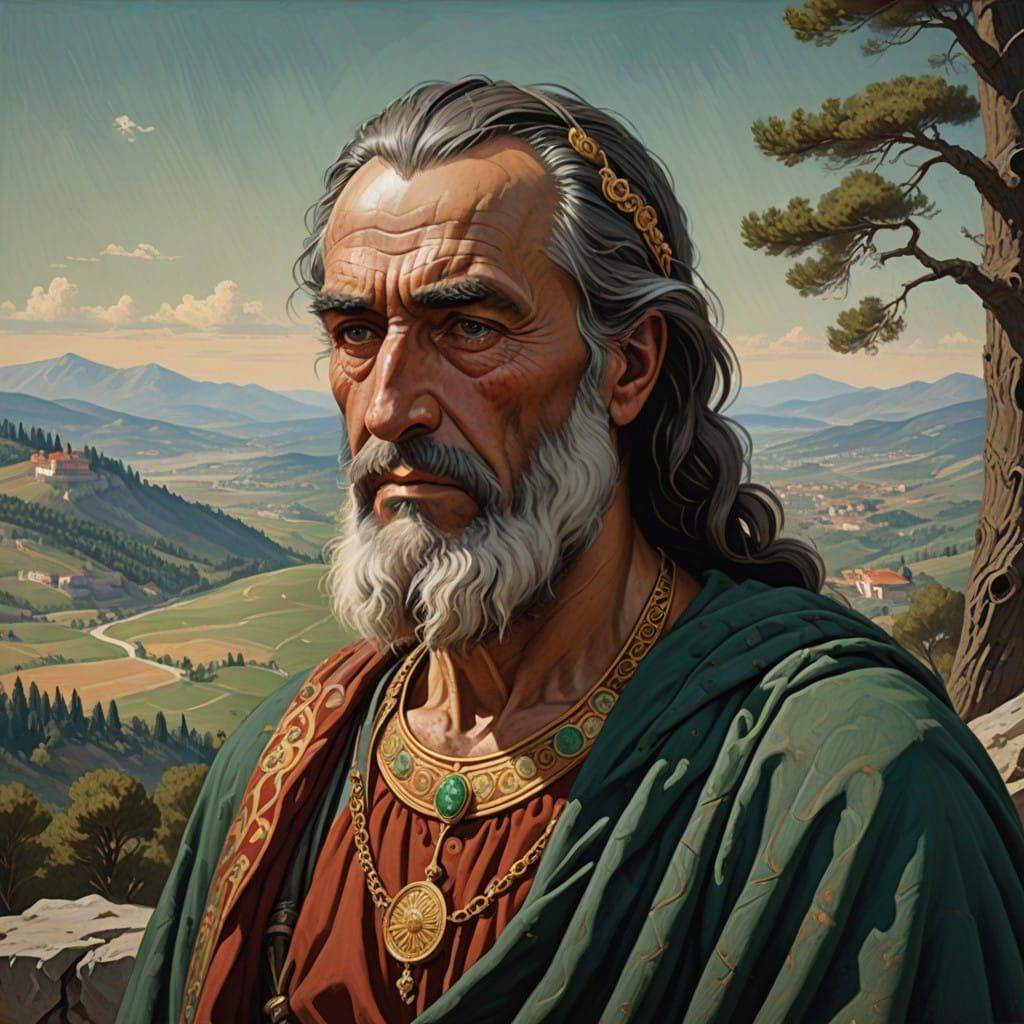 Ancient Thracian King in Earth-Toned Regalia