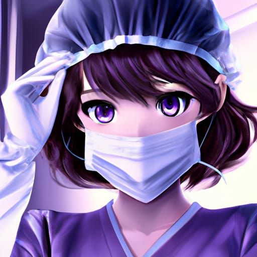 Anime Illustration of Surgical Nurse in Operating Room