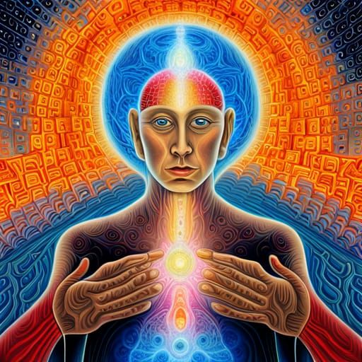 Galactic Meditation in Ethereal Futuristic Style