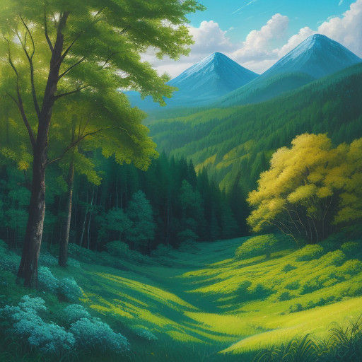 Breathtaking Mountain Landscape in Oil Painting Style