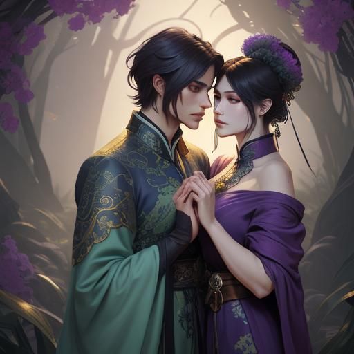 Mystical Lovers in Dark Fantasy Style