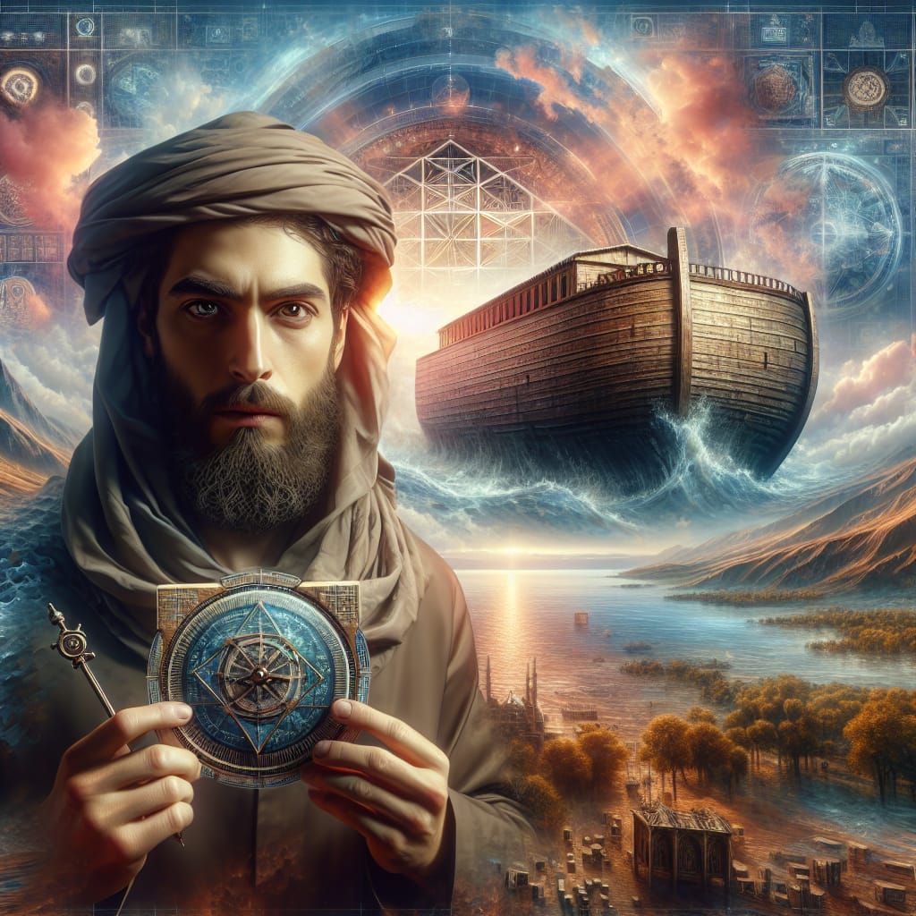 Middle Eastern Man with Noah's Ark Backdrop