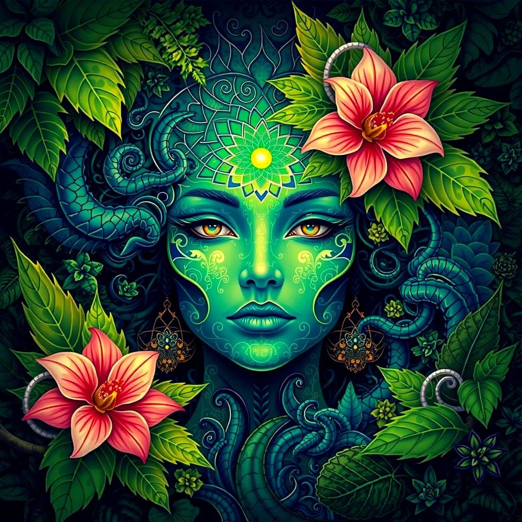 Psychedelic Amazon Rainforest Art in Vibrant Colors