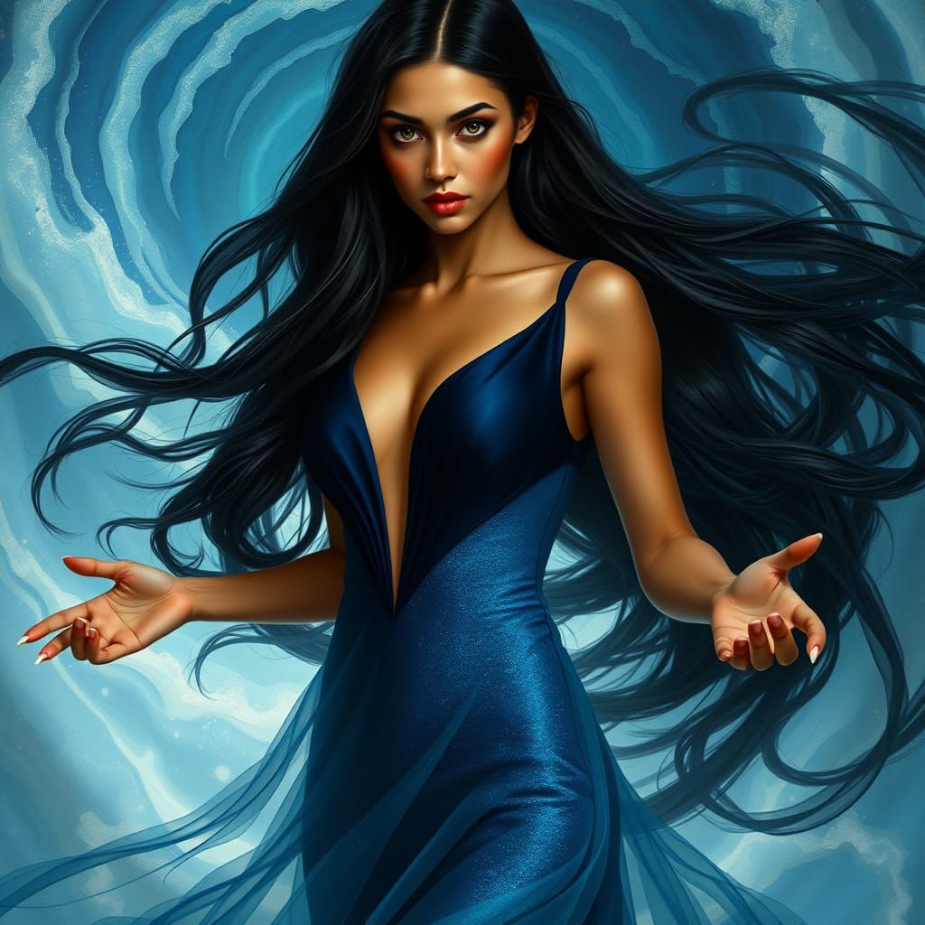 Ethereal Portrait of a Woman in Flowing Gown