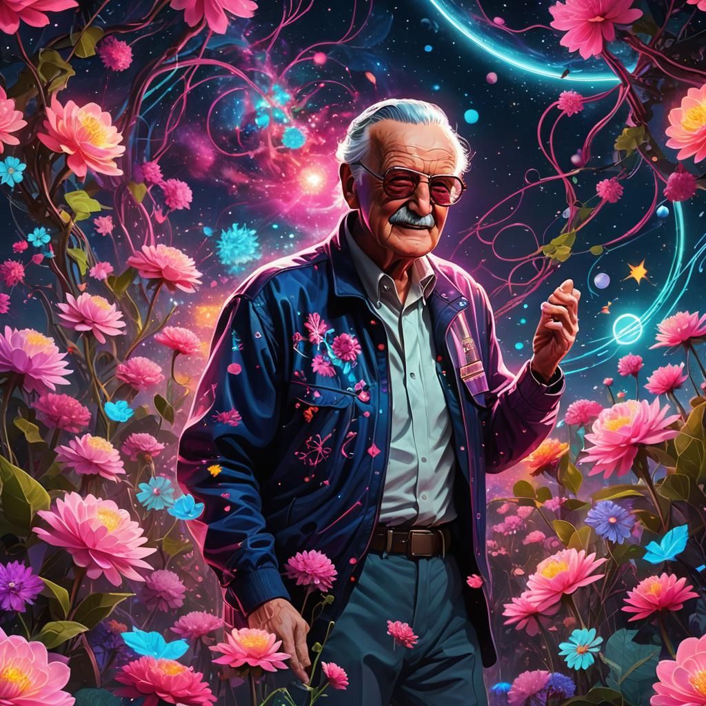 Galaxy Nature Digital Art with Cyberpunk Accents