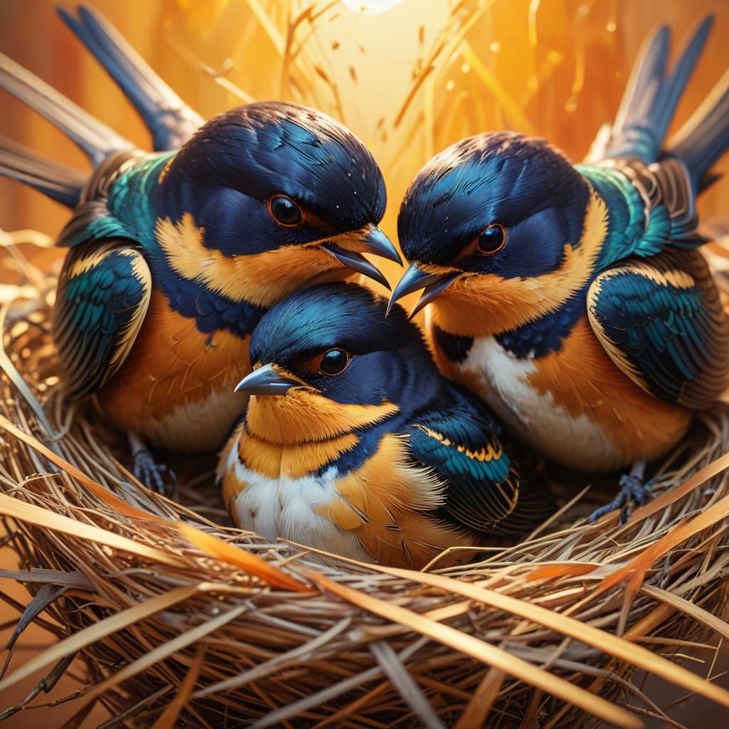 Swallow Feeding Young: Pop Art Splash Screen