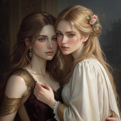 Victorian Hungarian Women in Splash Art Style