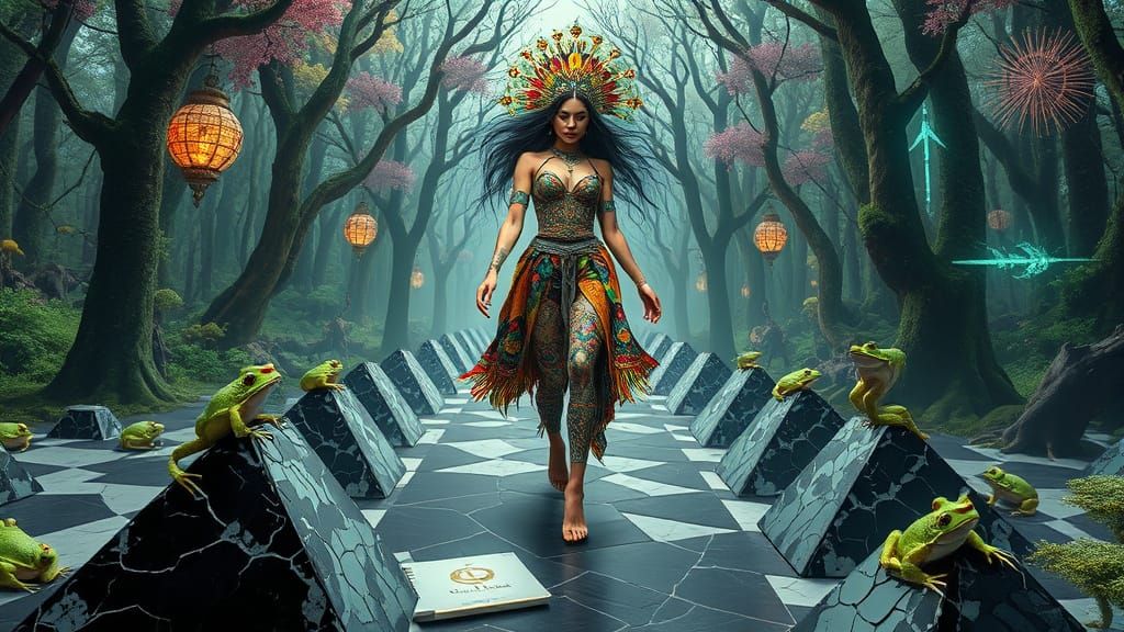 Mystical Woman in Bio-Art Surrealist Style