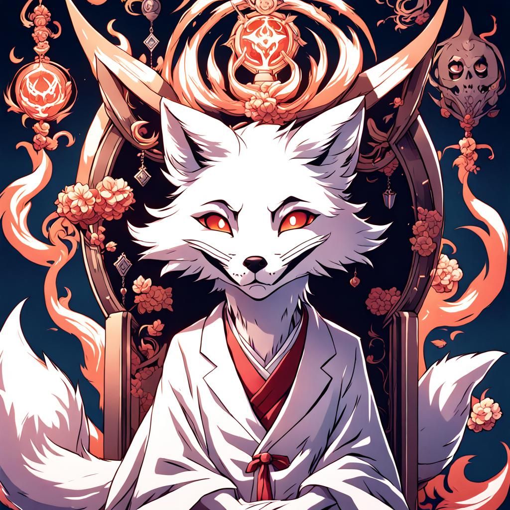 Fox Demon Guiding Spirits: An Anime-Style Vision