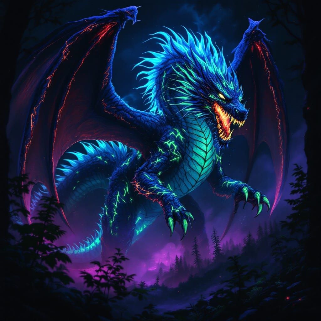 Hyper-Realistic Nightmare Dragon with Bioluminescent Scales ...