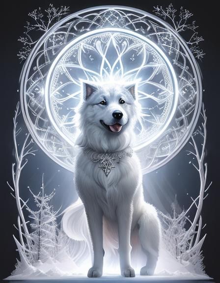 Magical Ghost Dog Portrait in Silhouette Style