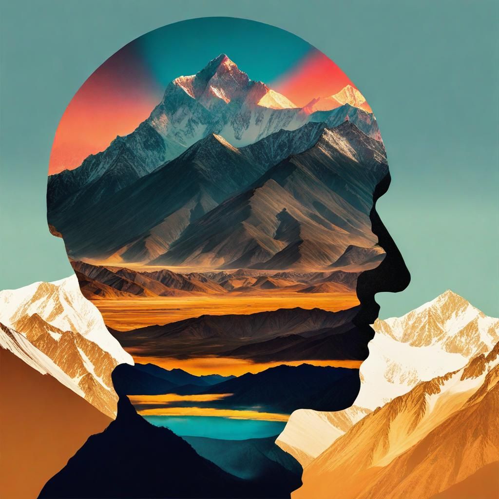Psychedelic Double Exposure of Dawn in Ladakh Himalaya