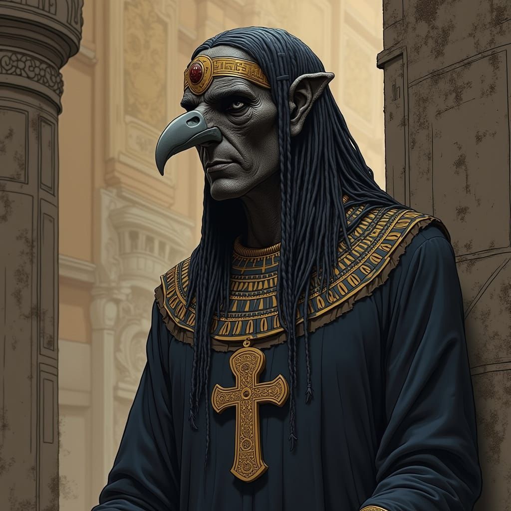 Ankh Line Art Graphic Novel Style