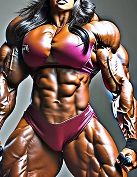 Muscular Woman in Muscle Suit: Exaggerated Photography