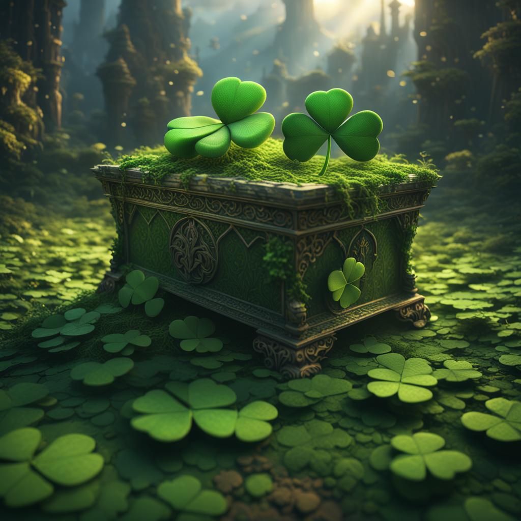 Detailed Matte Painting of a Four-Leaf Clover