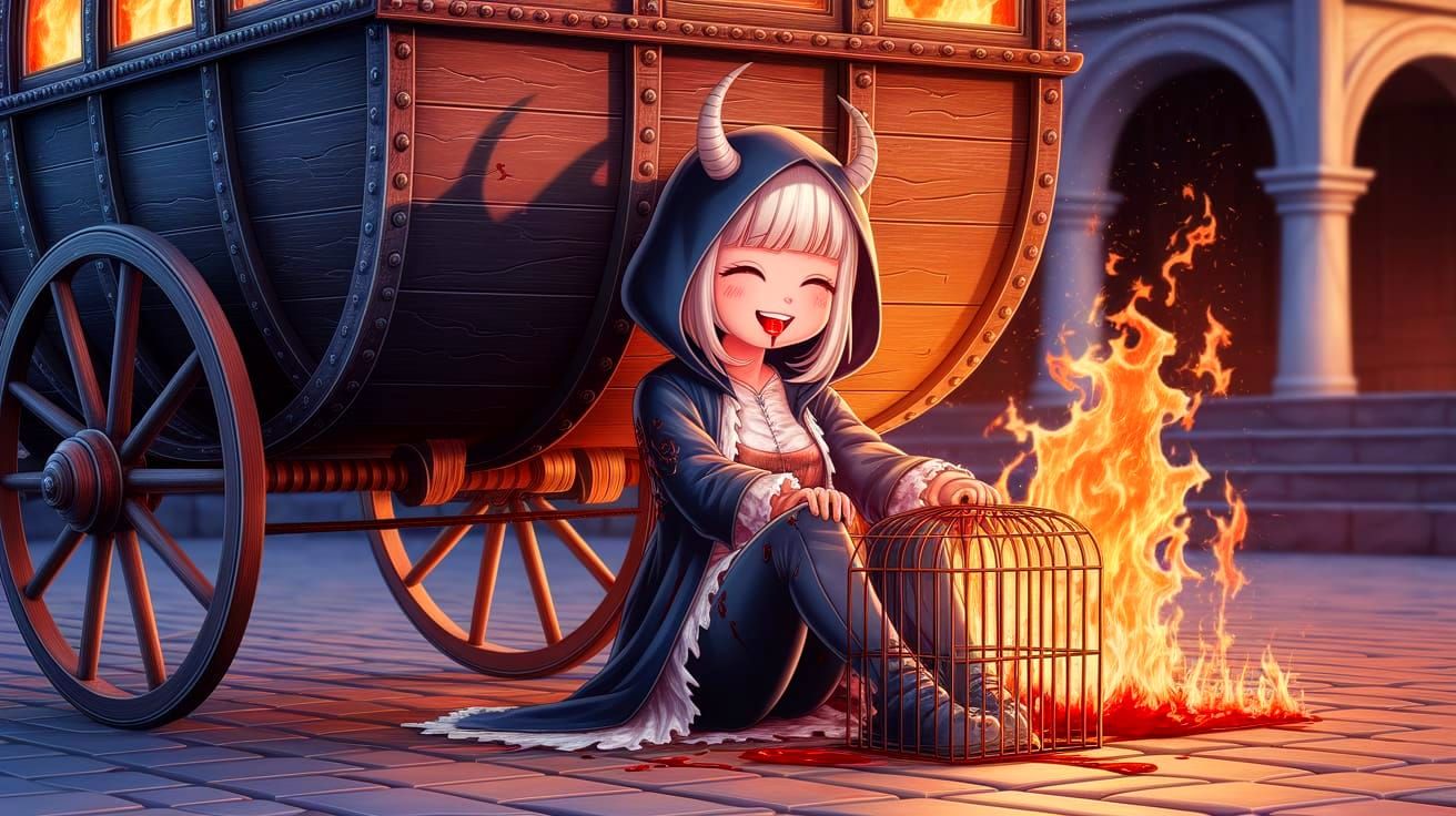 Realistic Anime Demoness in Burning Carriage