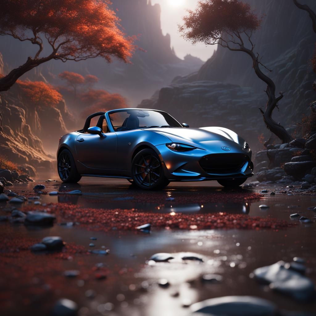 Detailed Matte Painting of a Mazda Miata