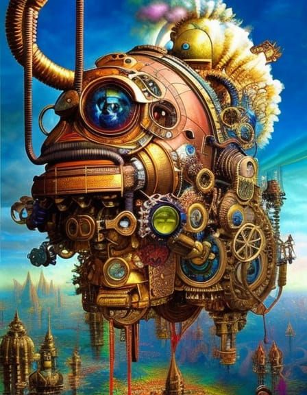 Dieselpunk Hippo Steampunk Adventure in Photorealistic Style