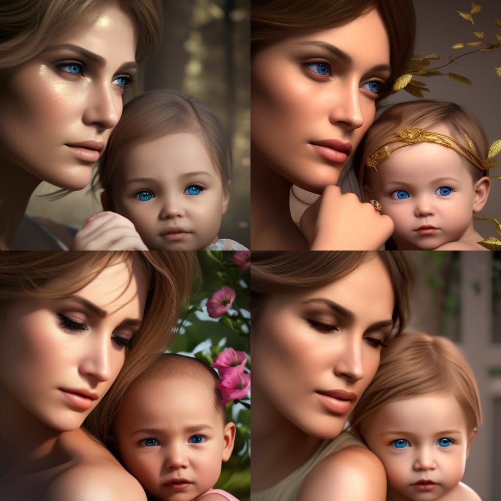 Radiant Mother and Daughter Portrait in Volumetric Lighting