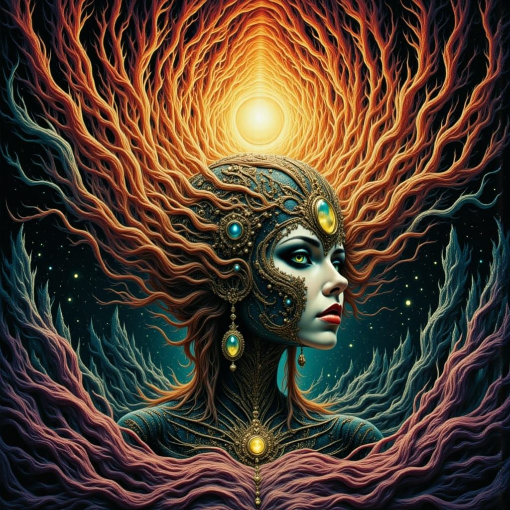 Surreal Feline Folk Horror Scene in Distorted Reality