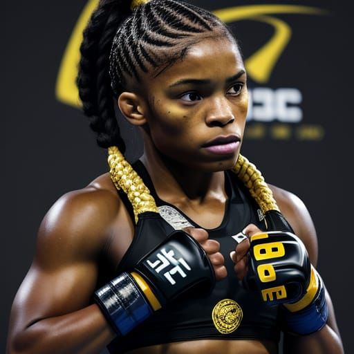 Sensual Black Female MMA Fighter in Anime Style