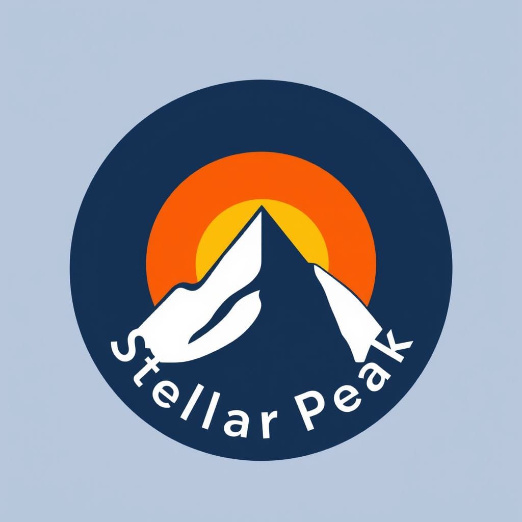 StellarPeak Emblem Logo Design in Minimalist Flat Style