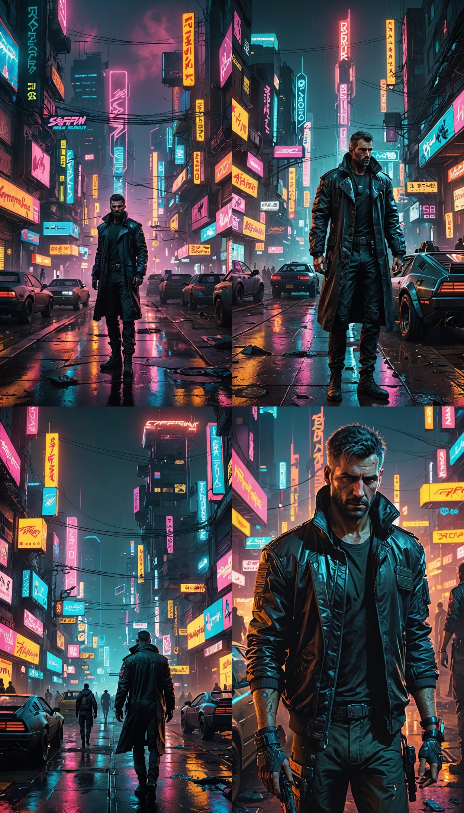 Cyberpunk 2099 Character in Neon Cityscape