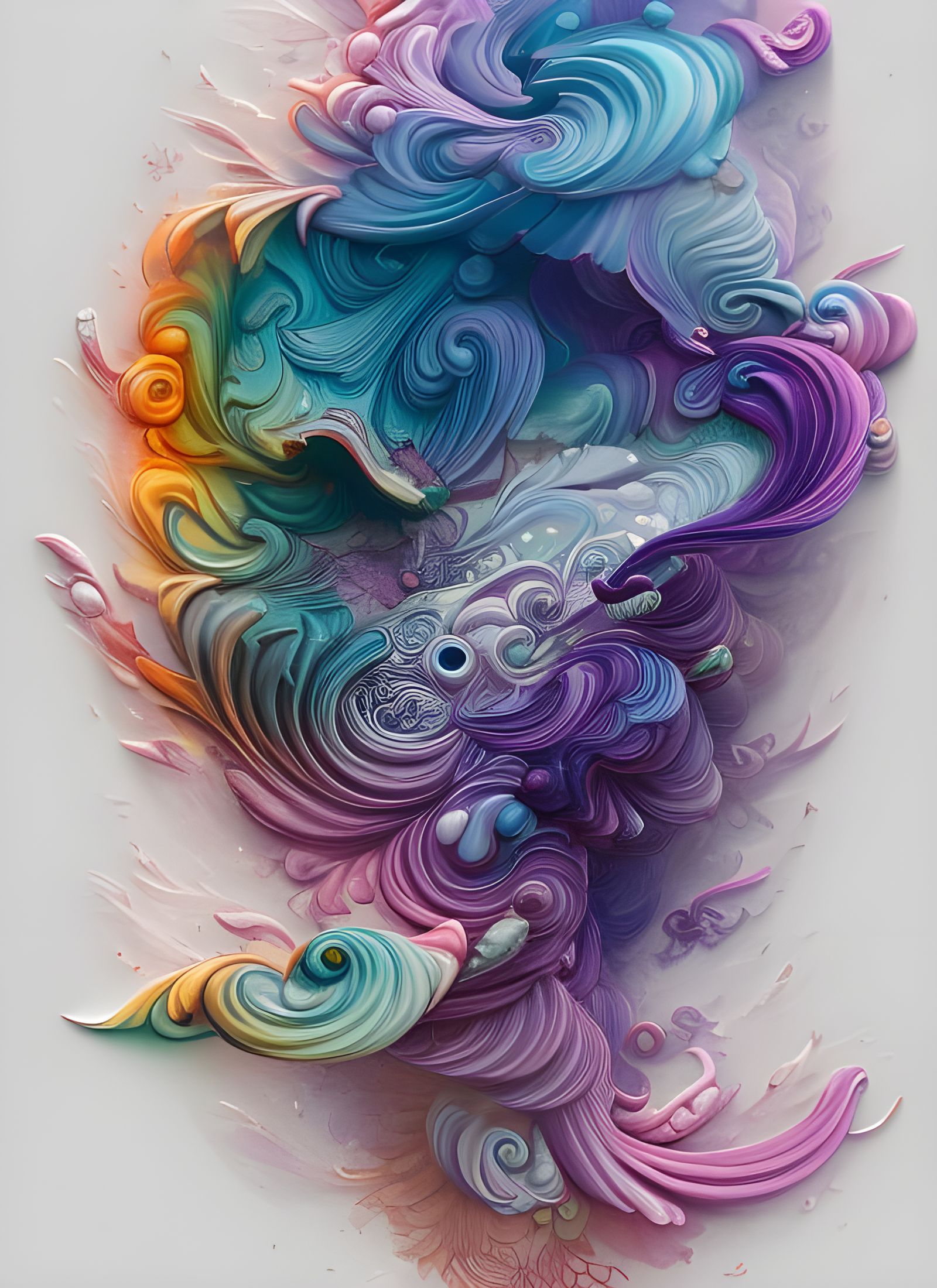 Rainbow Acrylics with Hyperrealistic Detail