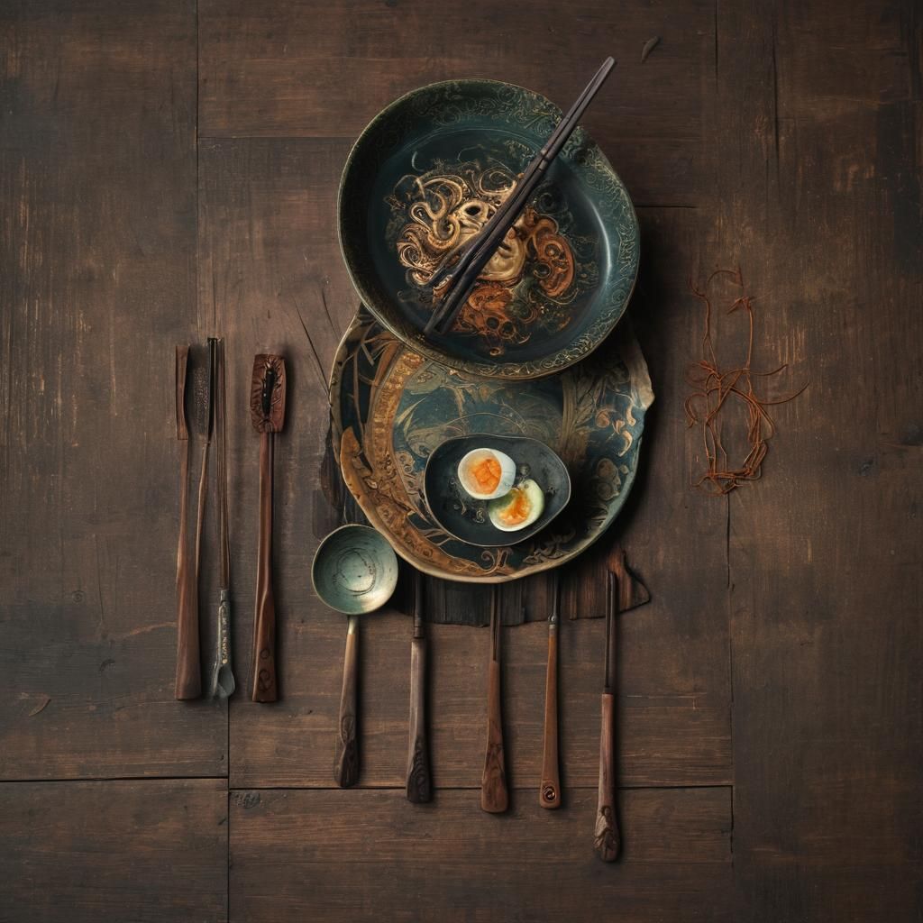 Mysterious Still Life with Bowl and Spoons