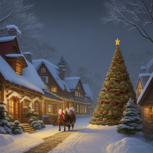 Warm Winter Wonderland Scene in Thomas Kinkade Style