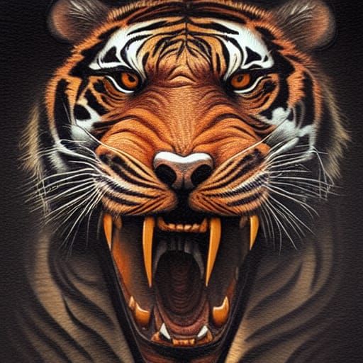 Hyperdetailed Tiger Jack-o'-Lantern: Dark Fantasy Concept Ar...